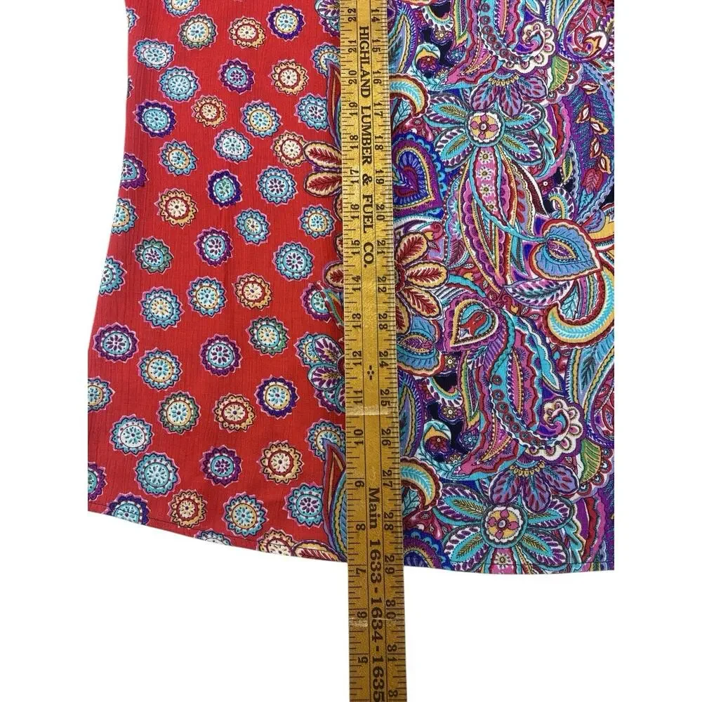 Carol Little Vintage Tunic Artsy Colorful Bright Blouse Top Womens 8 USA 90s - Picture 11 of 12